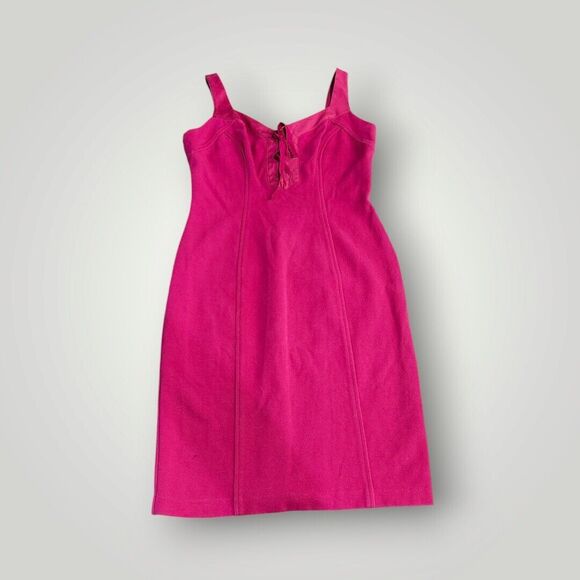DIANE von FURSTENBERG Fuchsia Pink Dress Women's Size 8 Lace-Up Coquette - Picture 1 of 10